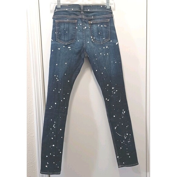 Rag Bone Blue Splatter Straight Leg Mid-rise Stretch Jeans Womens Size 27×29 - Picture 4 of 10